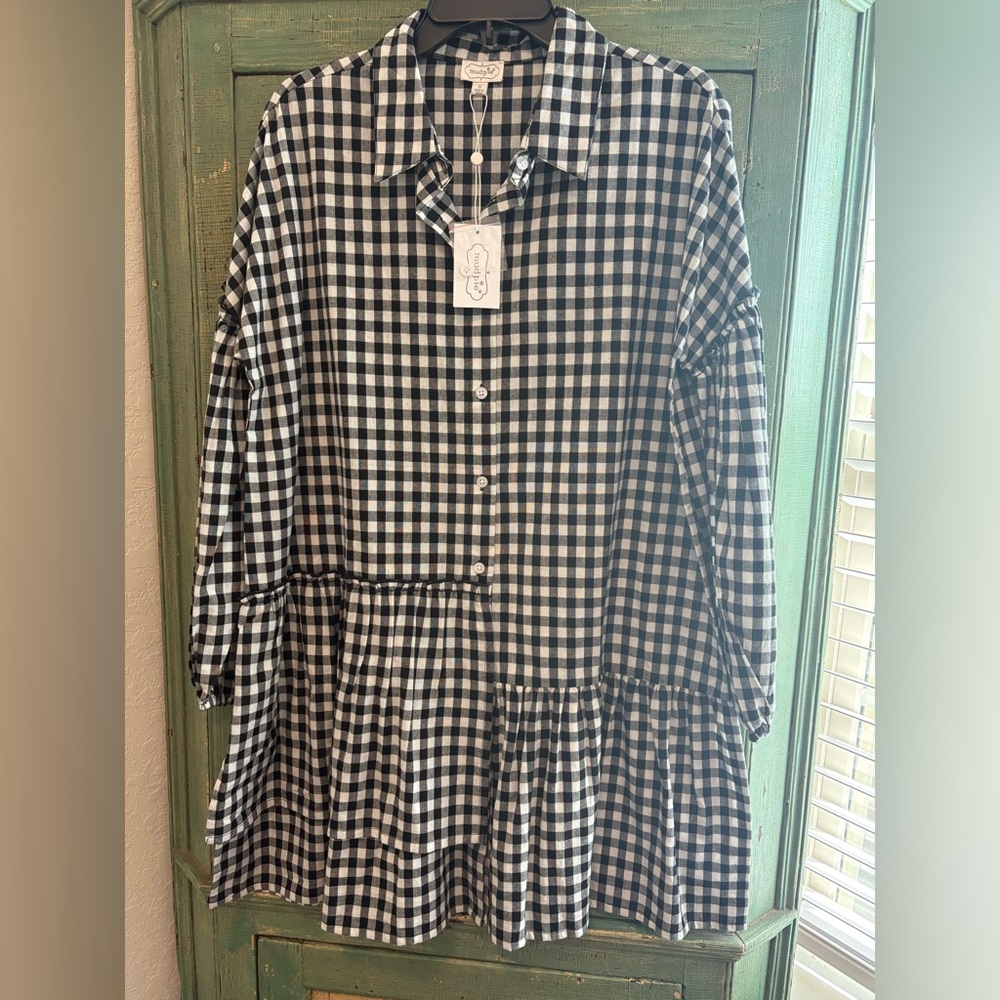Mud Pie Black and White Gingham Dress